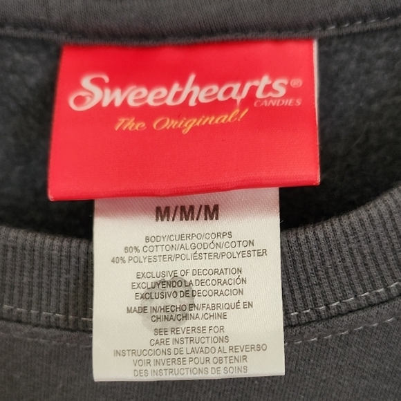 Sweetheart Clothing Dark Gray Sweater with Colorful Heart Accents - Picture 2 of 6